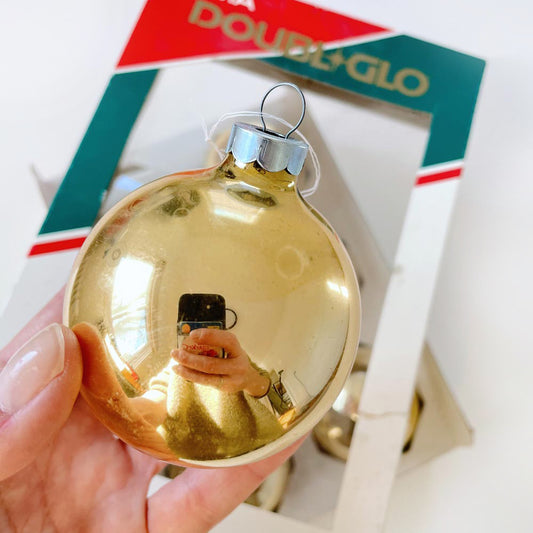 set of 6 vintage noma gold glass ornaments