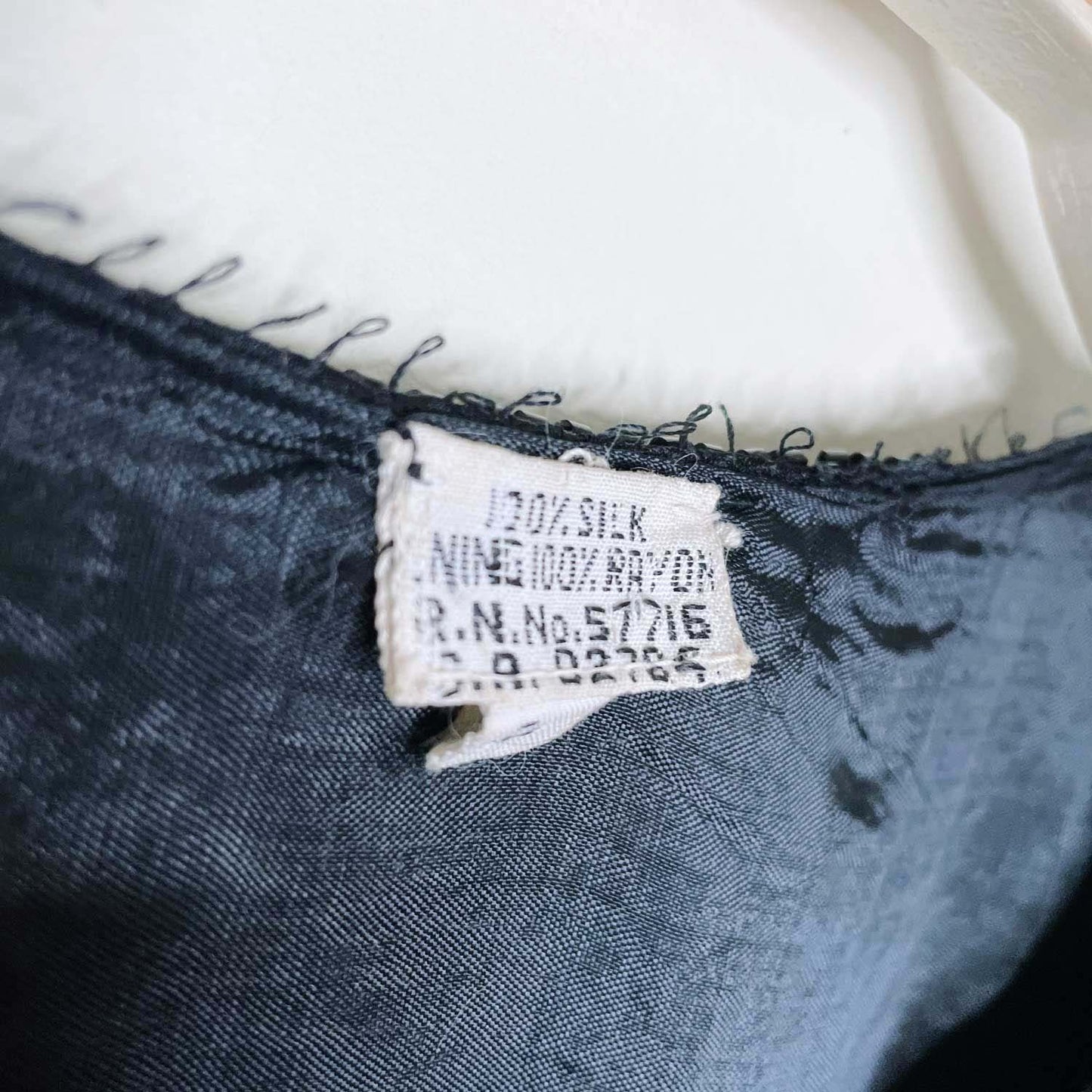 vintage black gold sequin poinsettia silk holiday jacket - size large