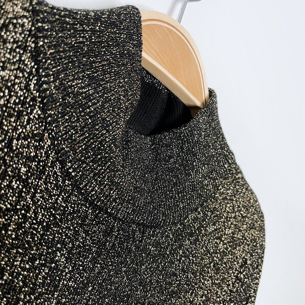vintage louben II gold metallic knit ss top