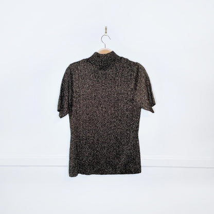 vintage louben II gold metallic knit ss top