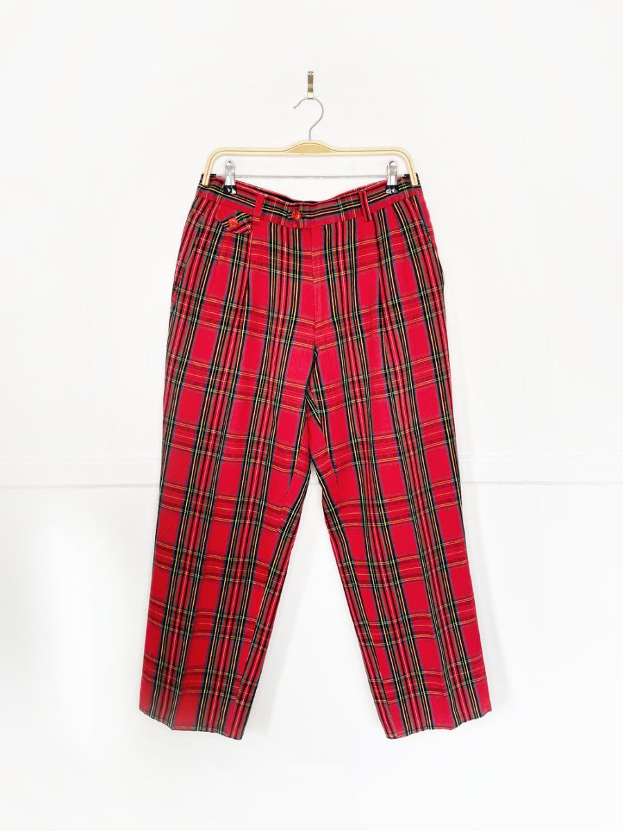 golf knickers linen - blend tartan plaid pleated trouser - good market thrift store
