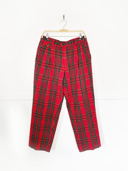 golf knickers linen - blend tartan plaid pleated trouser - good market thrift store