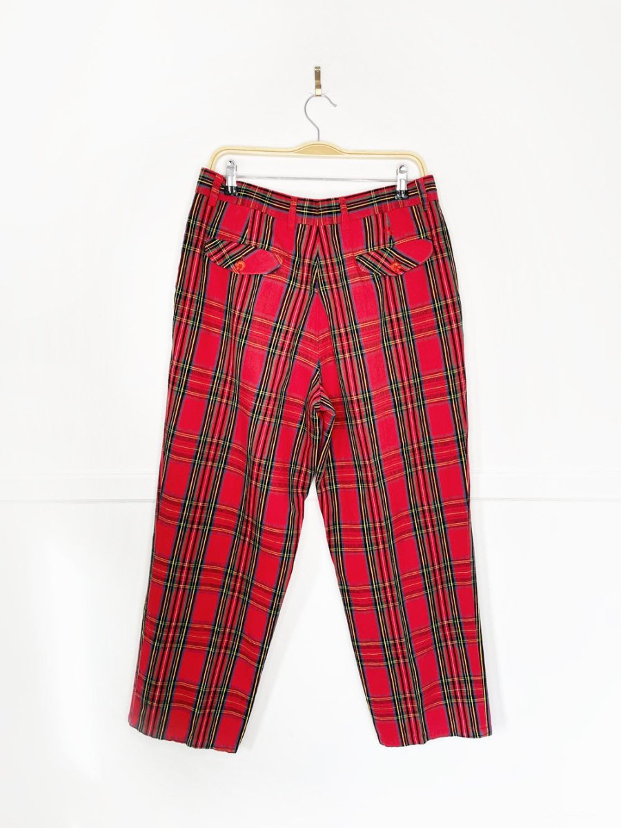 golf knickers linen - blend tartan plaid pleated trouser - good market thrift store