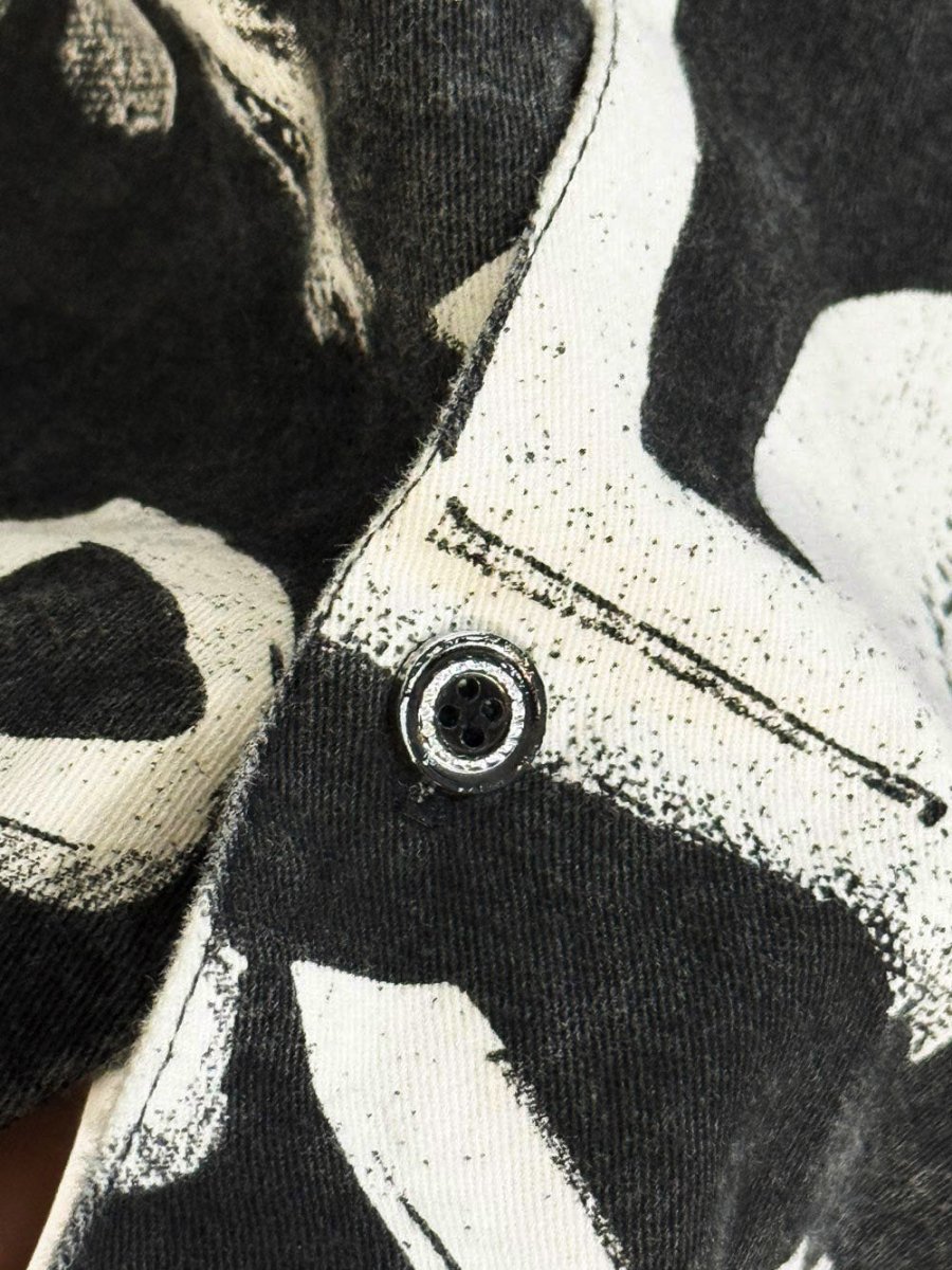 grafitti full button boxy denim shirt - good market thrift store