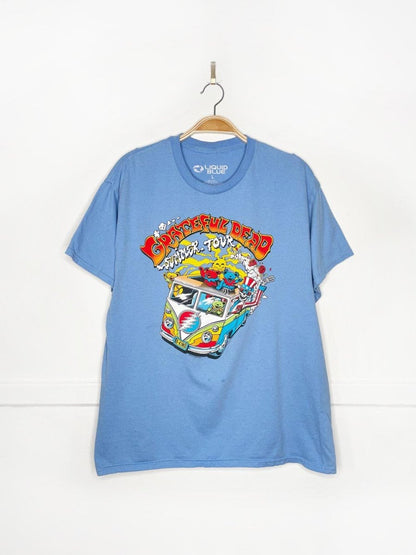 grateful dead 2023 hippie bus summer tour band tee | liquid blue - good market thrift store