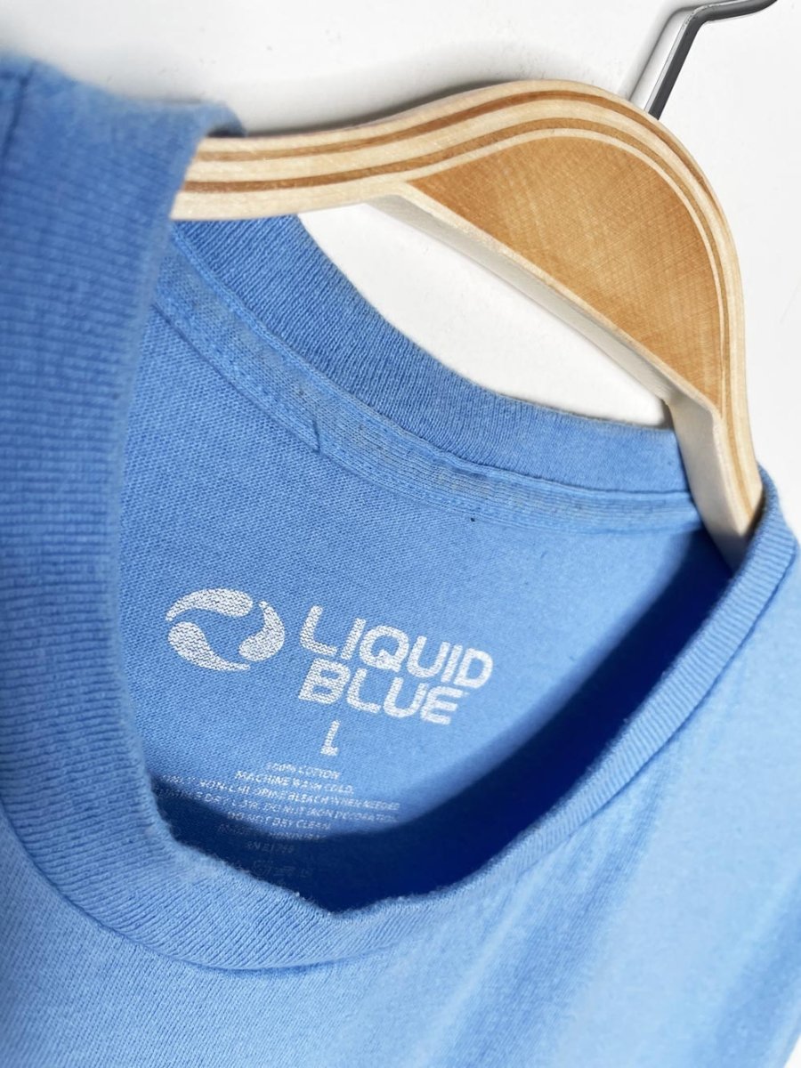 grateful dead 2023 hippie bus summer tour band tee | liquid blue - good market thrift store