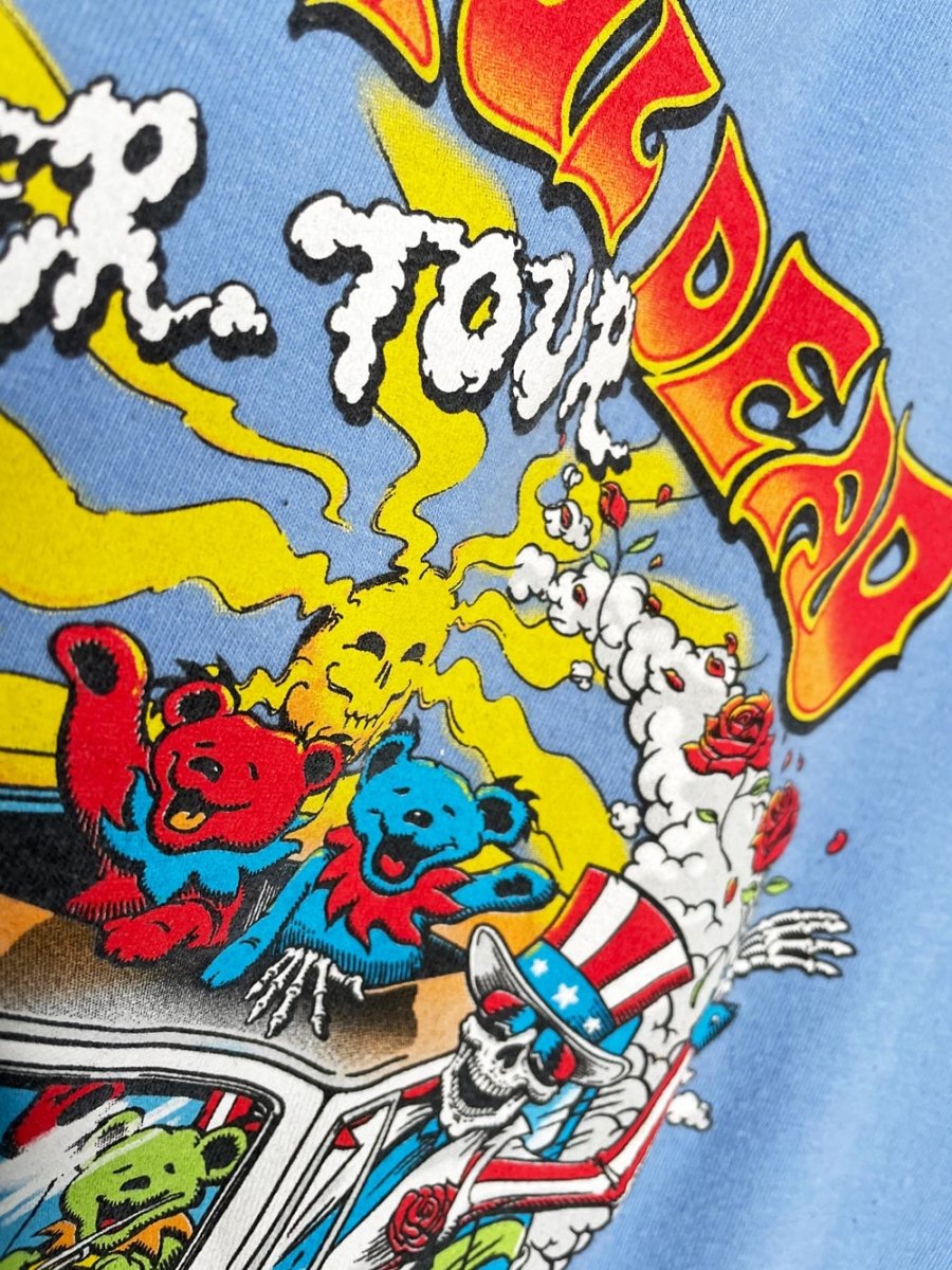 grateful dead 2023 hippie bus summer tour band tee | liquid blue - good market thrift store