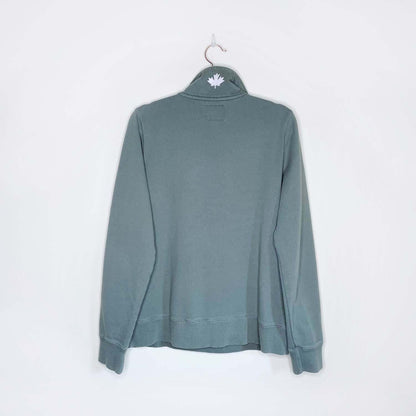 roots 2020 sage green 1/4 zip sweatshirt - size medium
