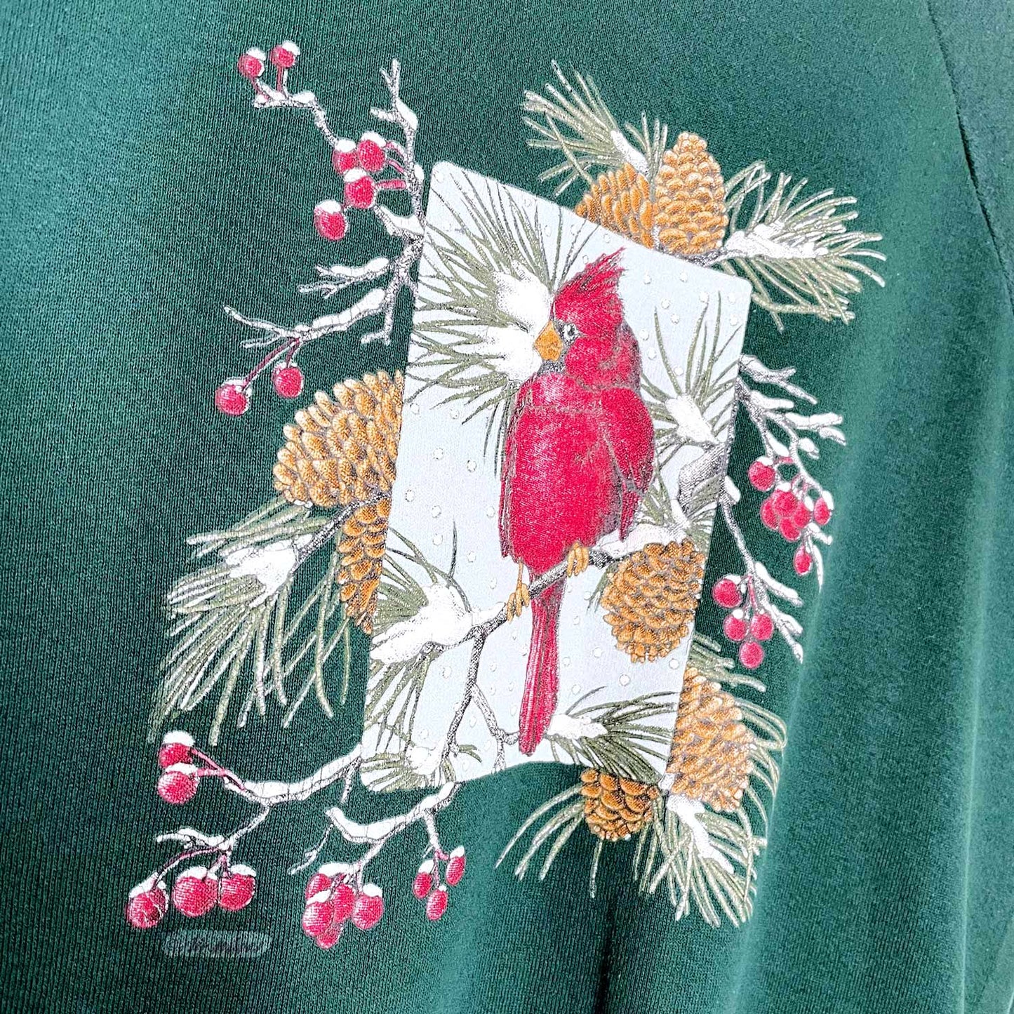 vintage snowy cardinal holiday sweatshirt - size large