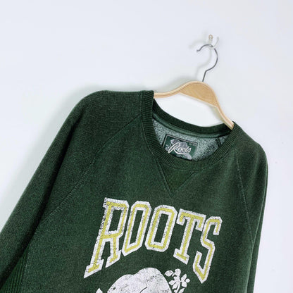 vintage roots green distressed logo crew - size xxl