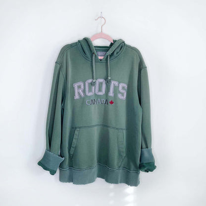 vintage roots green hooded sweatshirt - size large