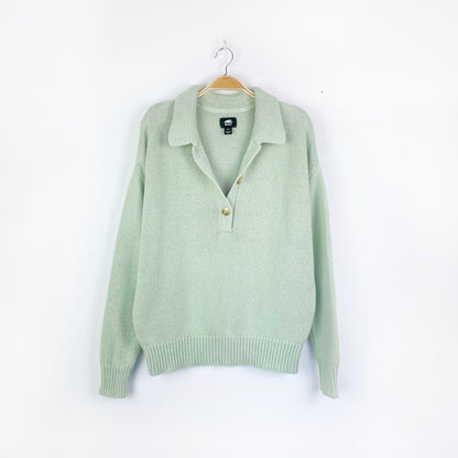 roots 2023 1/2 button chunky knit sweater
