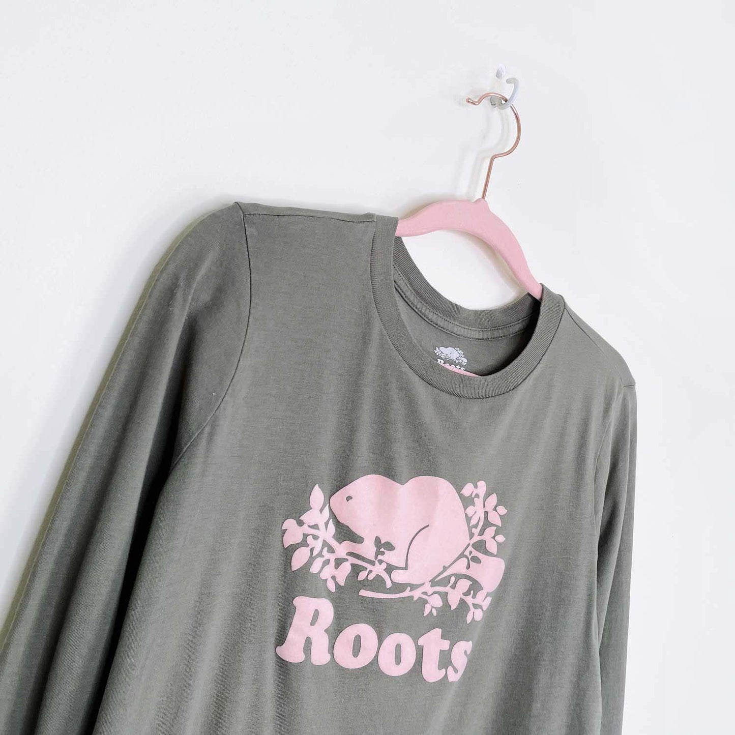 roots 2018 flocked cooper beaver long sleeve tee - size small