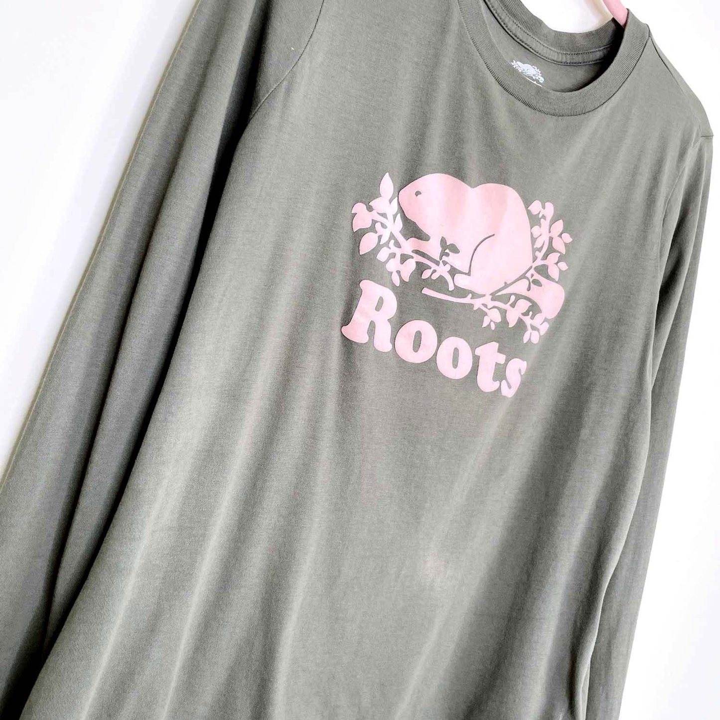 roots 2018 flocked cooper beaver long sleeve tee - size small