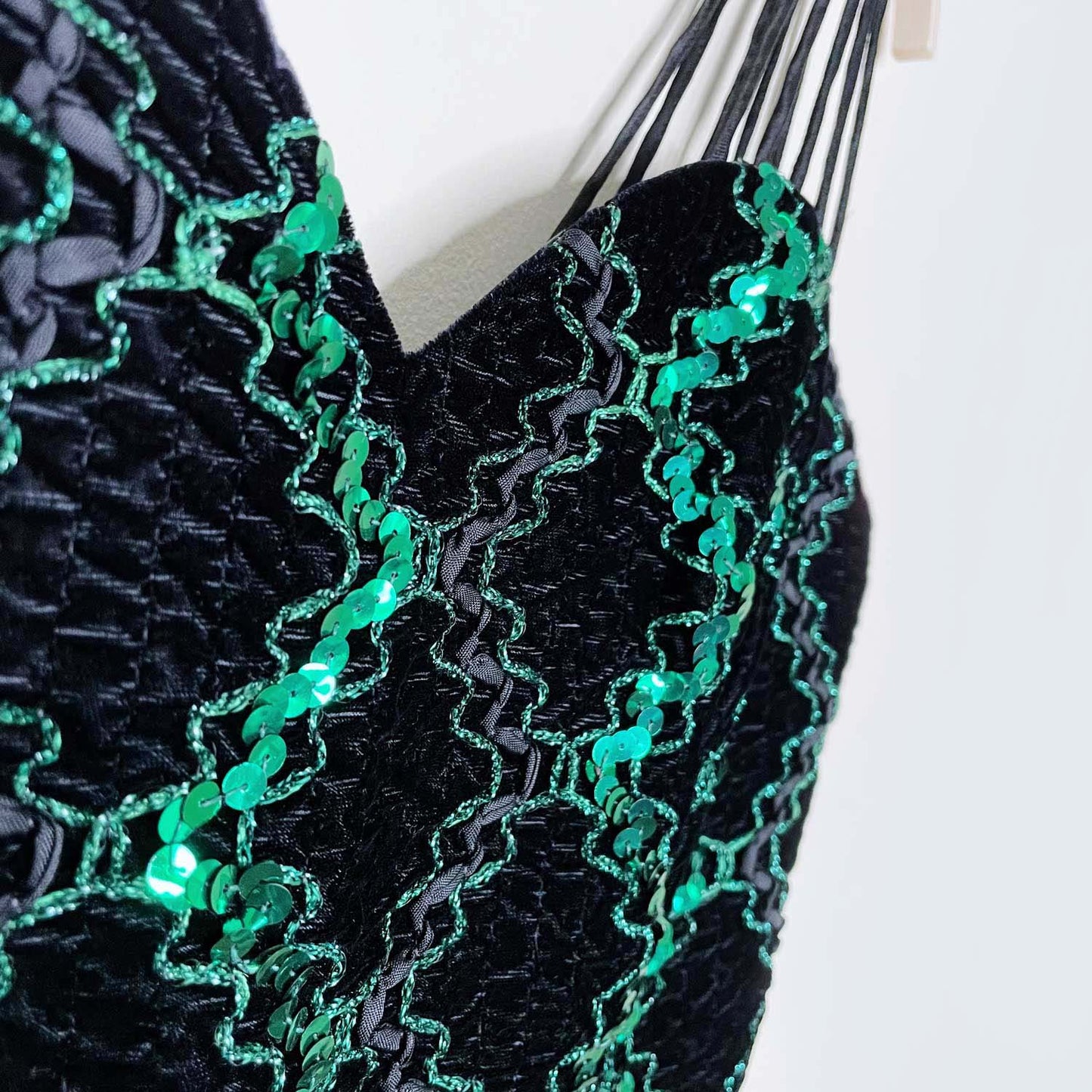 vintage 80s nu-mode green sequin party dress - size 9/10