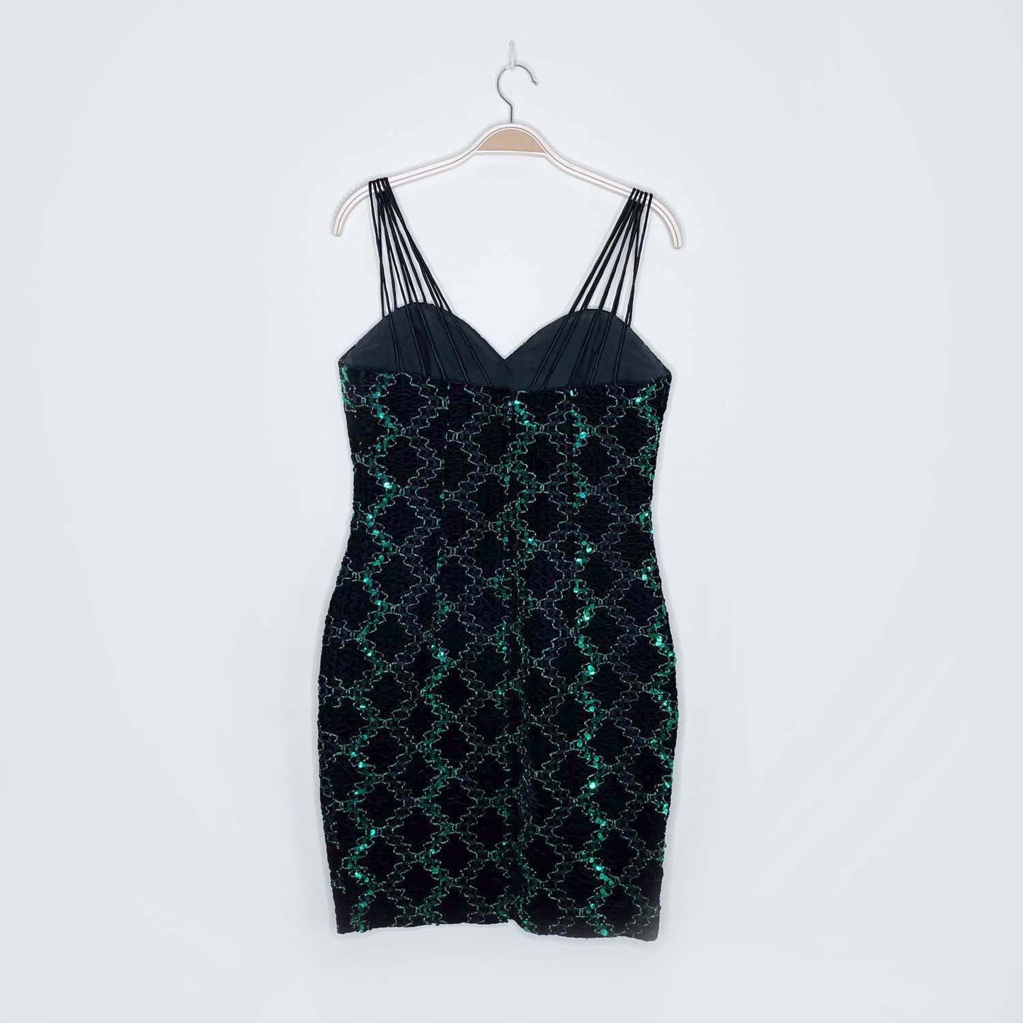 vintage 80s nu-mode green sequin party dress - size 9/10
