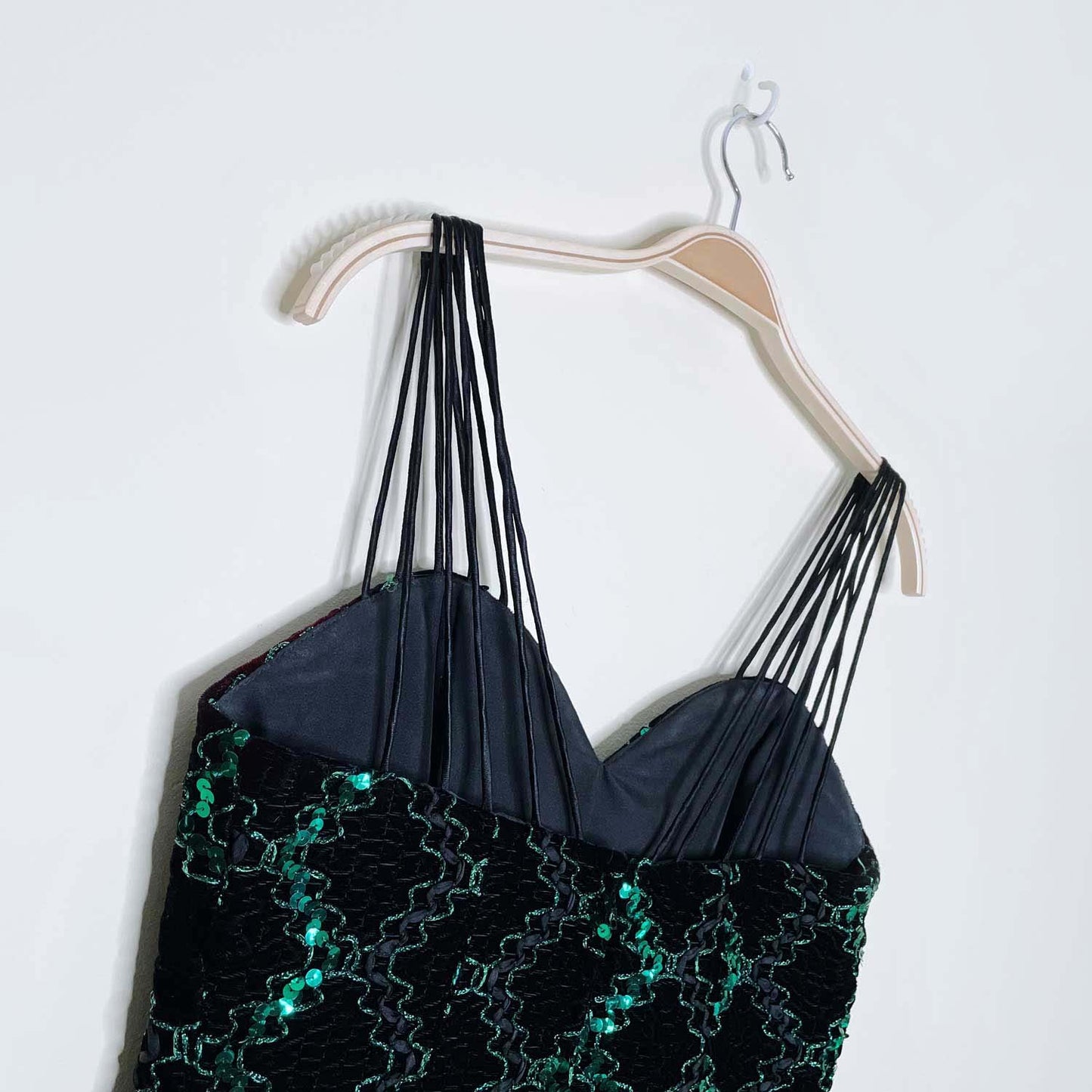 vintage 80s nu-mode green sequin party dress - size 9/10