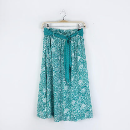 vintage 80s ashley taylor scarf print camp shirt and midi skirt set