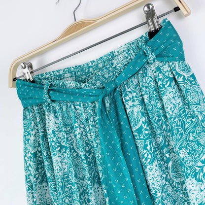 vintage 80s ashley taylor scarf print camp shirt and midi skirt set