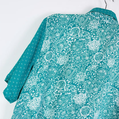 vintage 80s ashley taylor scarf print camp shirt and midi skirt set