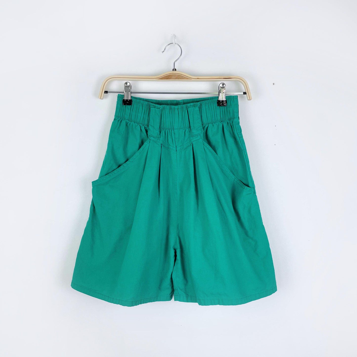 vintage green pleated trouser shorts