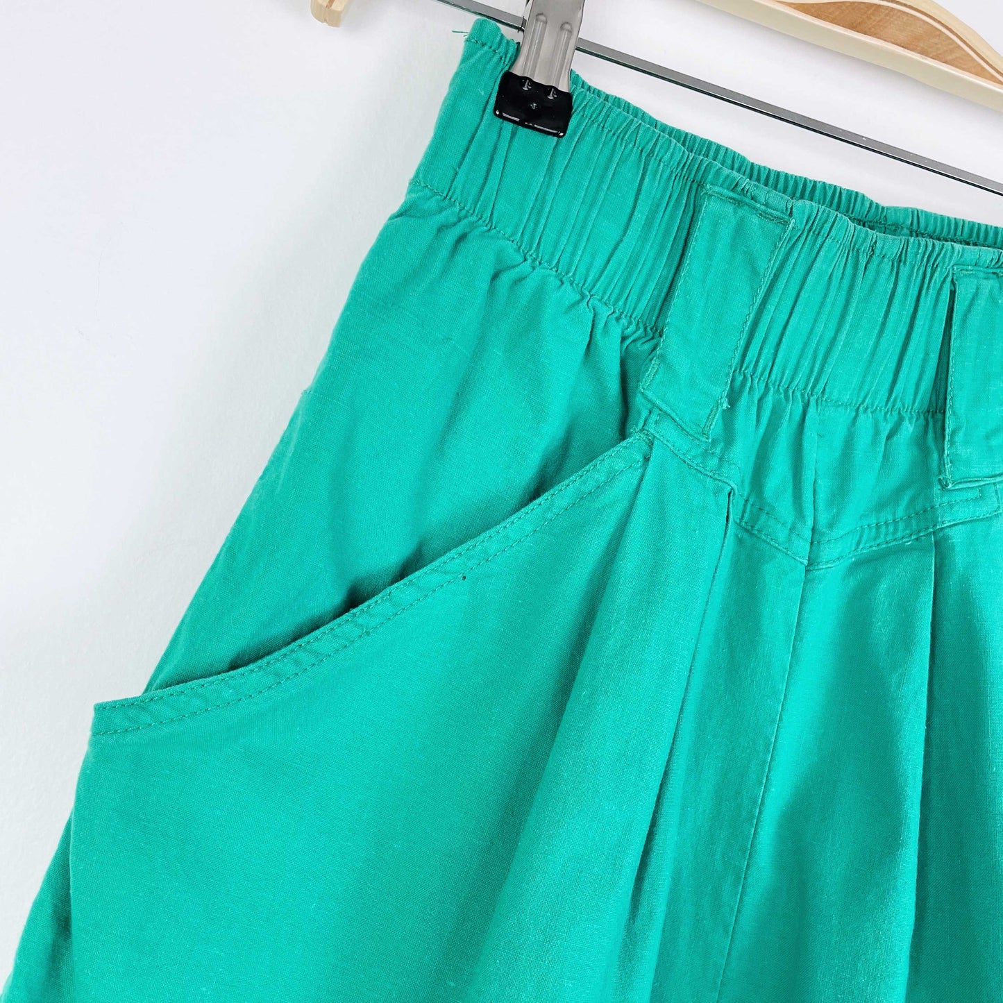 vintage green pleated trouser shorts