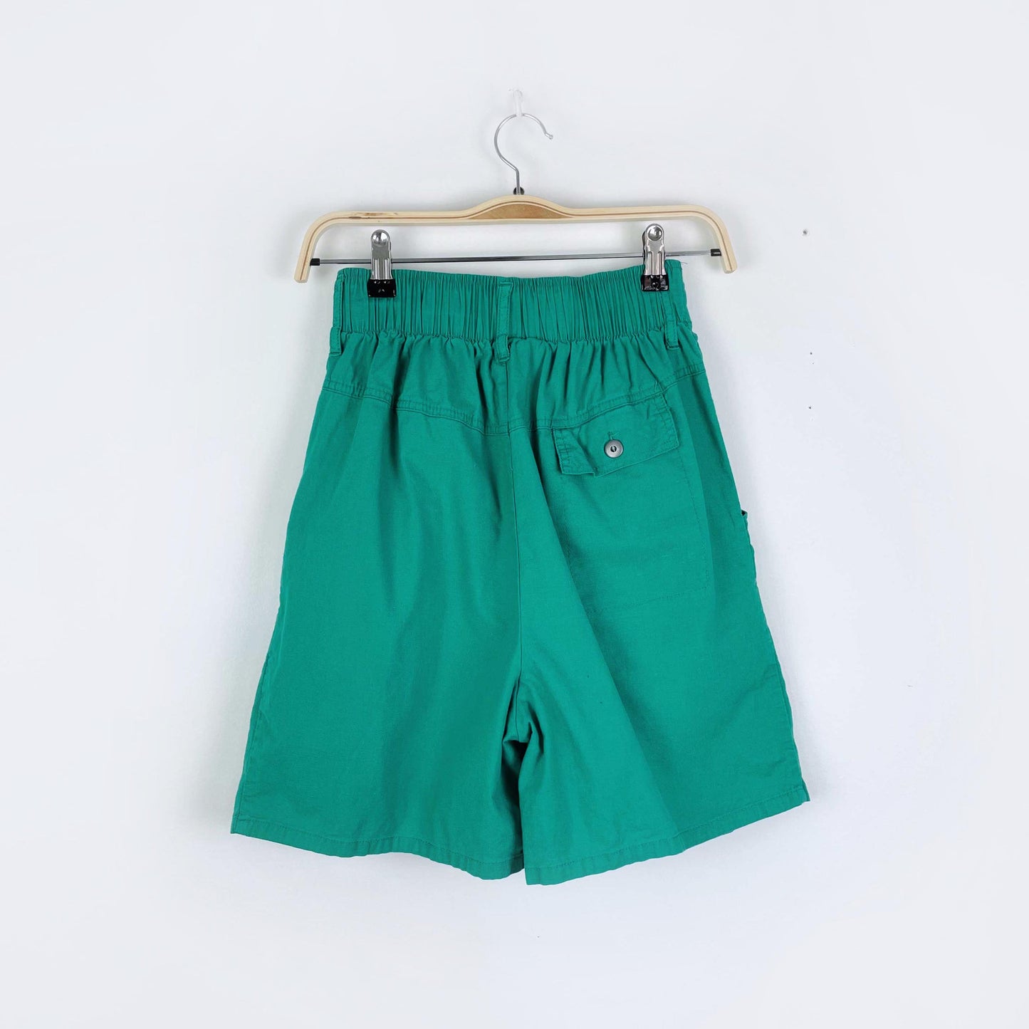 vintage green pleated trouser shorts