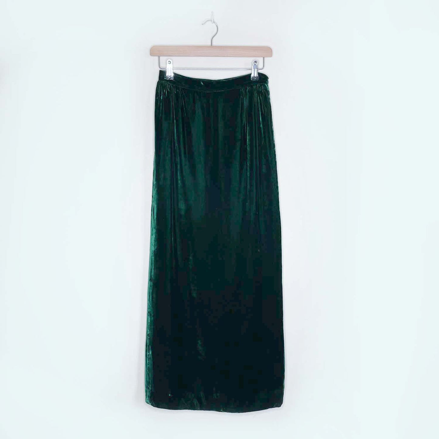vintage green velvet maxi skirt - size small
