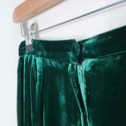 vintage green velvet maxi skirt - size small