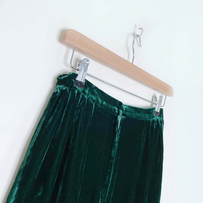 vintage green velvet maxi skirt - size small
