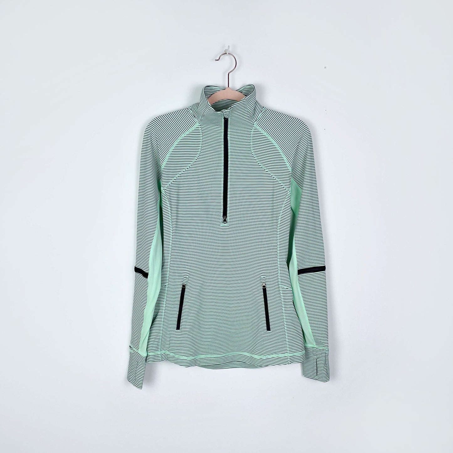 lululemon race with grace 1/2 zip pullover mini hyper stripe - size 6