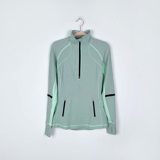 lululemon race with grace 1/2 zip pullover mini hyper stripe - size 6