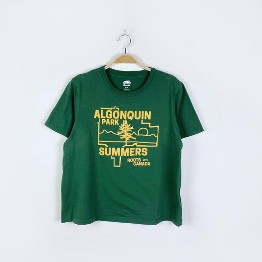 roots 2022 algonquin park flocked tee - size medium