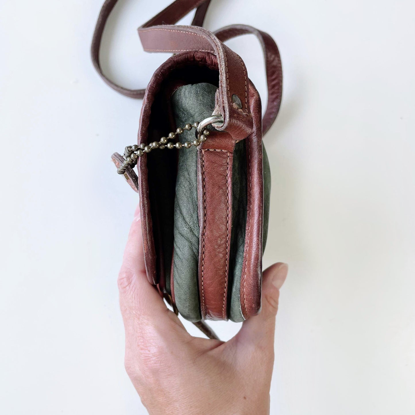 vintage 90s roots two tone leather crossbody