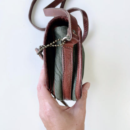 vintage 90s roots two tone leather crossbody