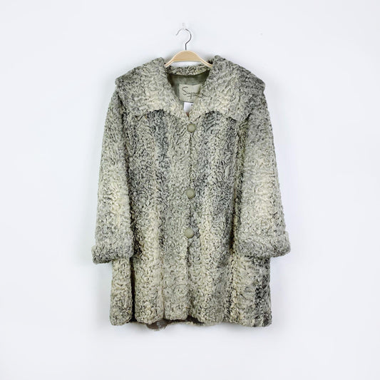 vintage simpsons grey persian lamb coat - size large