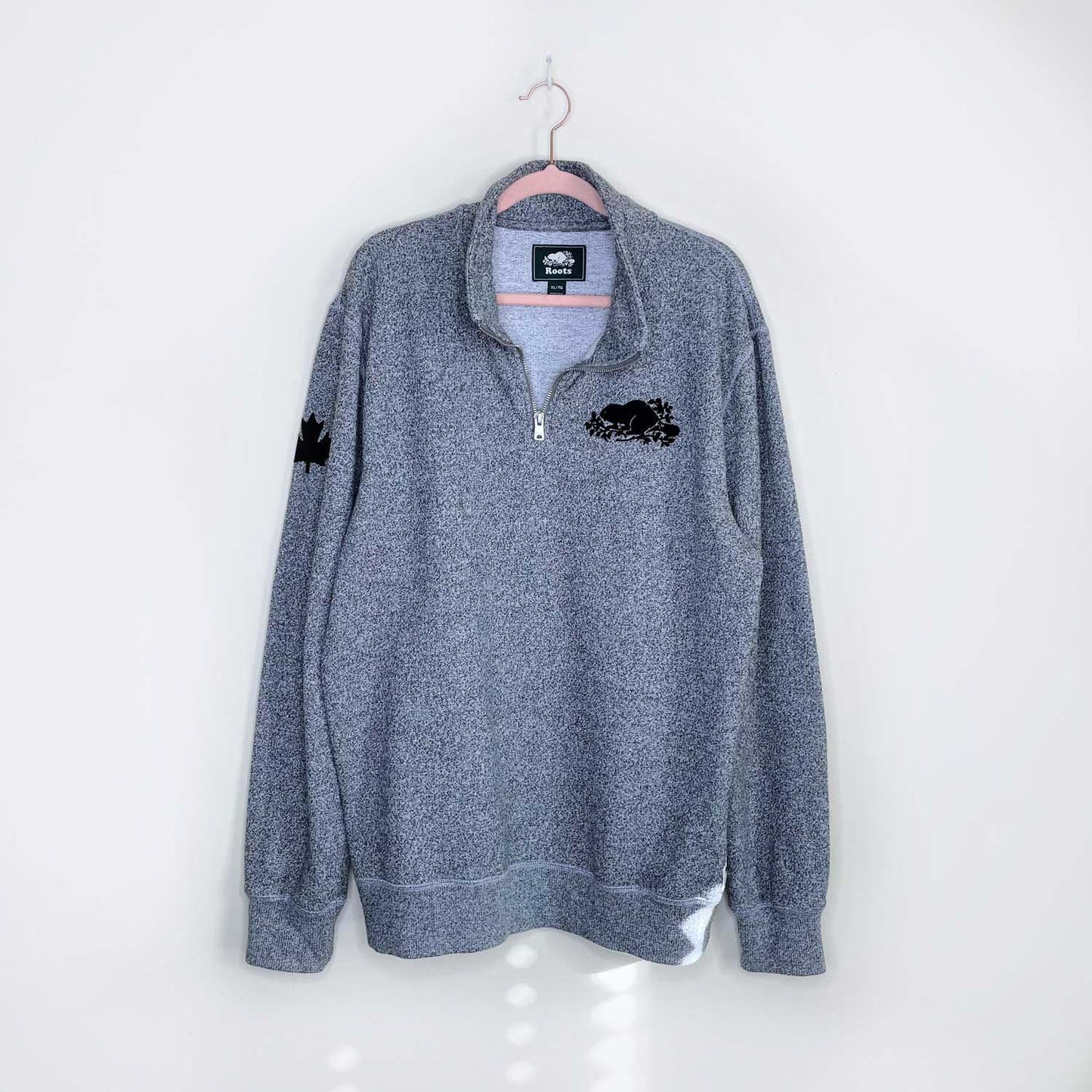 roots salt & pepper 1/4 zip sweatshirt - size xl