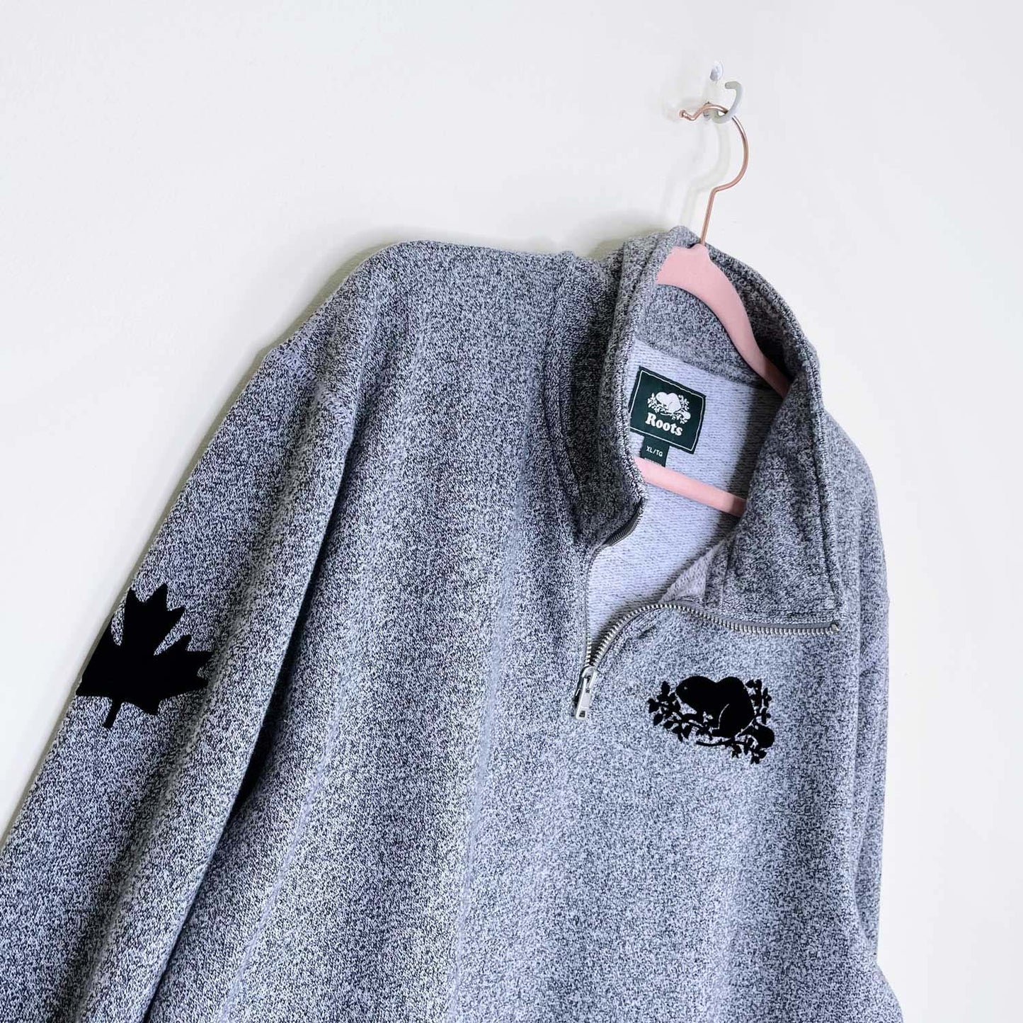 roots salt & pepper 1/4 zip sweatshirt - size xl