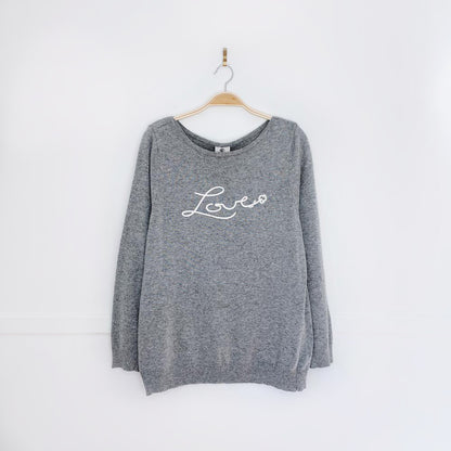 rain + rose angora-blend embroidered LOVE sweater
