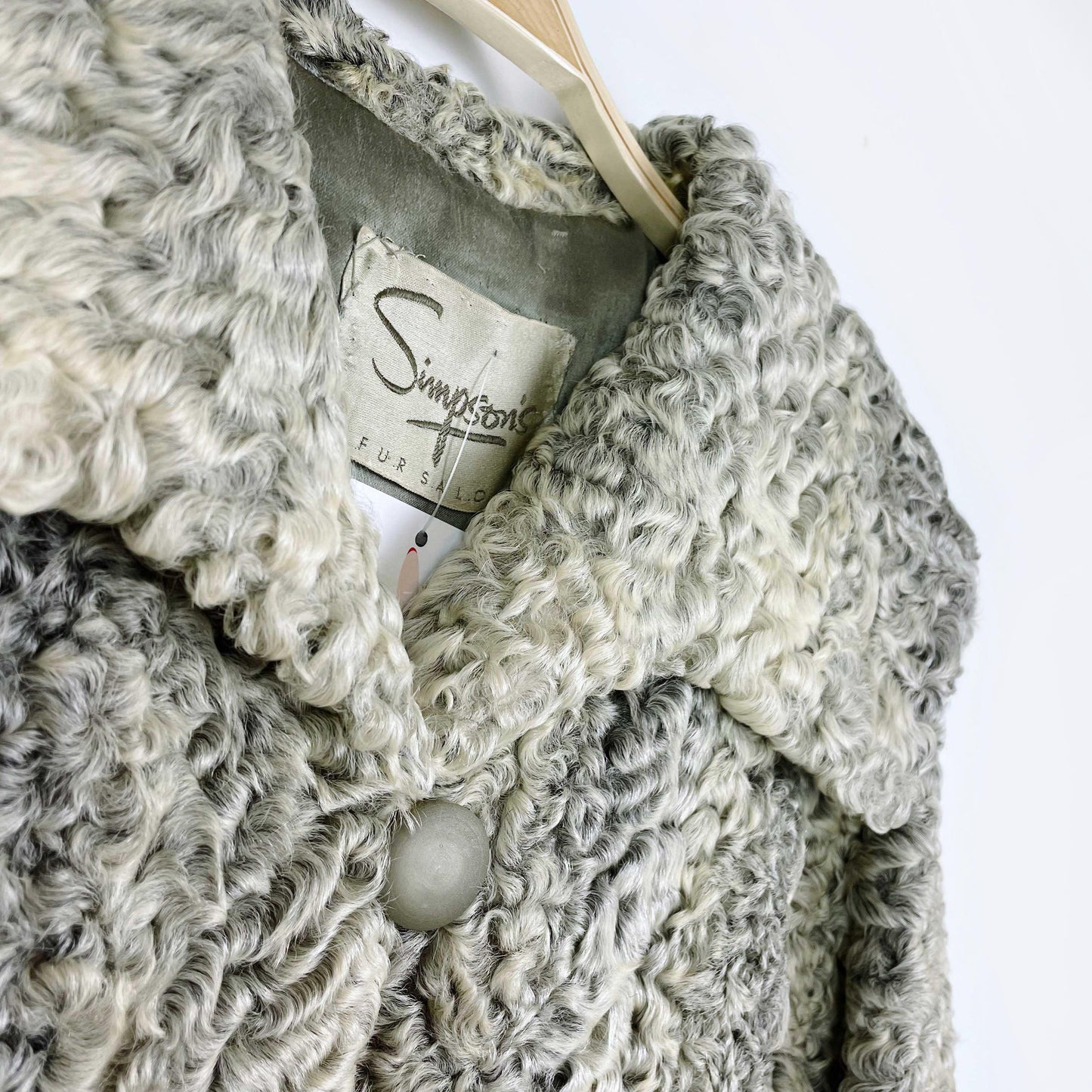 vintage simpsons grey persian lamb coat - size large
