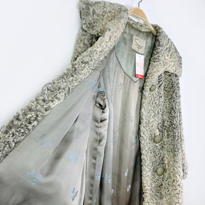 vintage simpsons grey persian lamb coat - size large