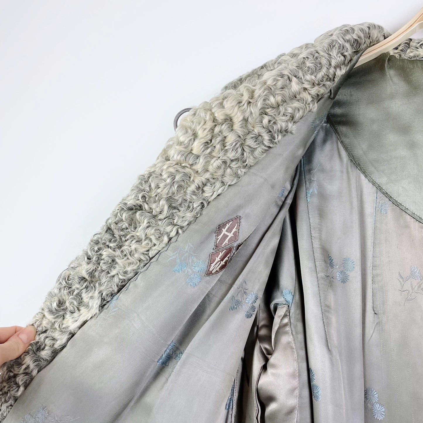 vintage simpsons grey persian lamb coat - size large