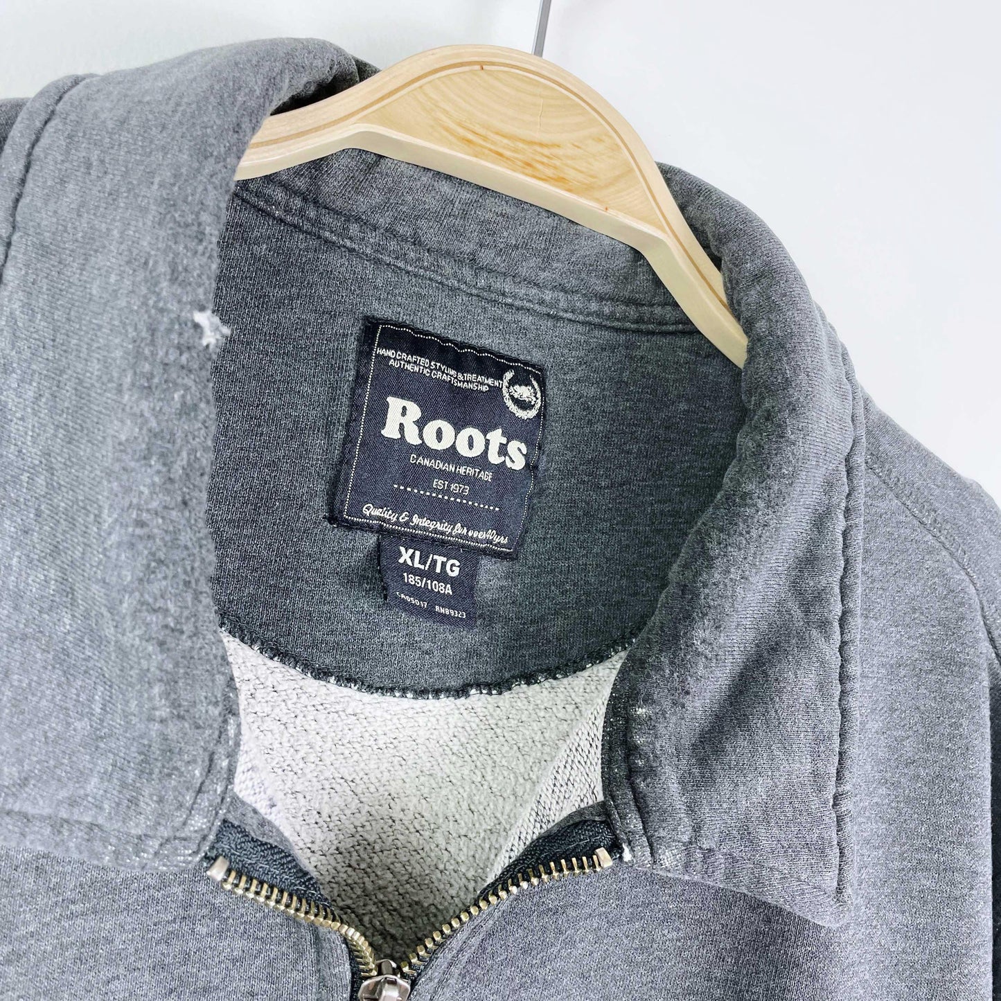 00's roots original cooper relaxed 1/4 zip stein - size xl