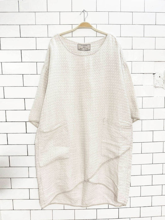 grizas 100% linen textured oversized midi dress - good market thrift store