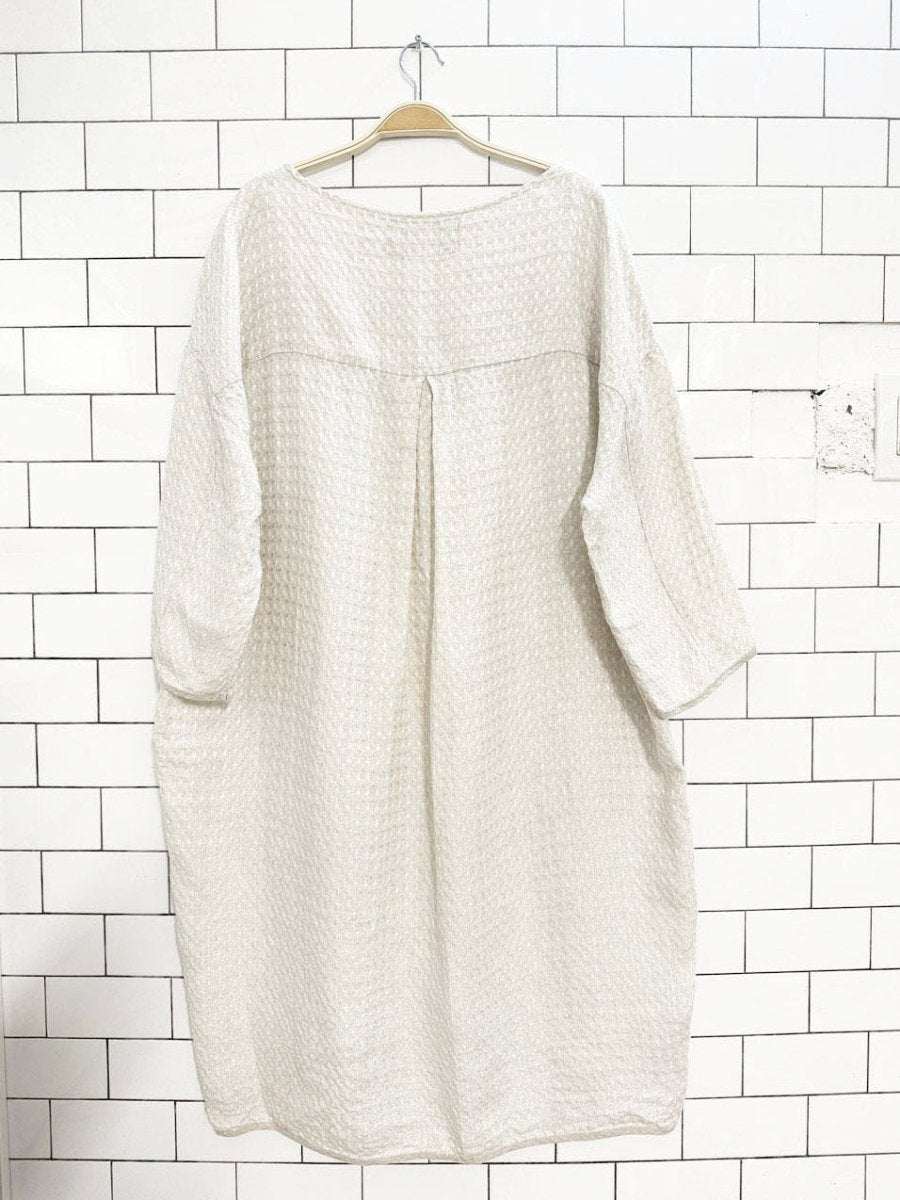 grizas 100% linen textured oversized midi dress - good market thrift store