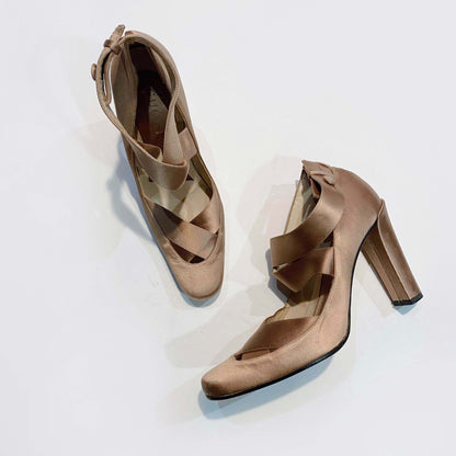 vintage 2001 john galliano for gucci satin ballet heels - size 6