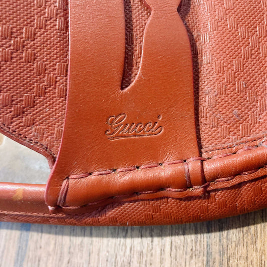 gucci red diamante leather driving loafer - size 14.5