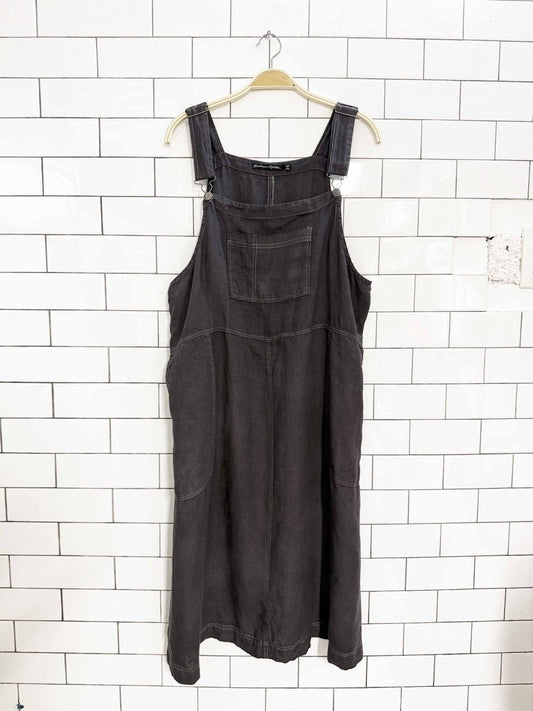 gudrun sjödén linen overall midi dress - good market thrift store