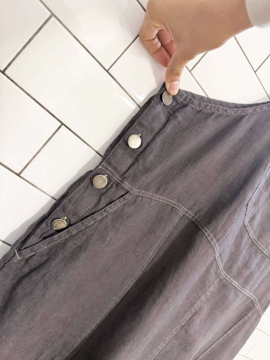 gudrun sjödén linen overall midi dress - good market thrift store