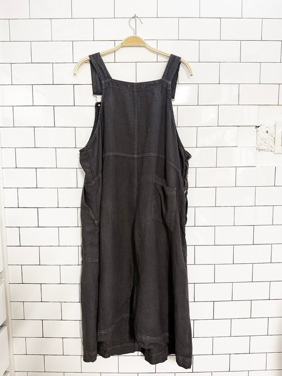 gudrun sjödén linen overall midi dress - good market thrift store